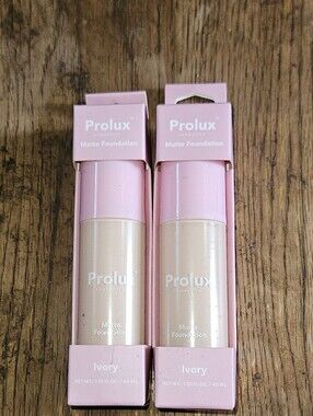2 x Prolux Cosmetics Matte Foundation In Ivory 1.35fl Oz / 40ml BNIB